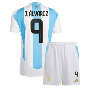 Argentina Julian Alvarez #9 Hjemmebanesæt Børn Copa America 2024 Kort ærmer (+ korte bukser)